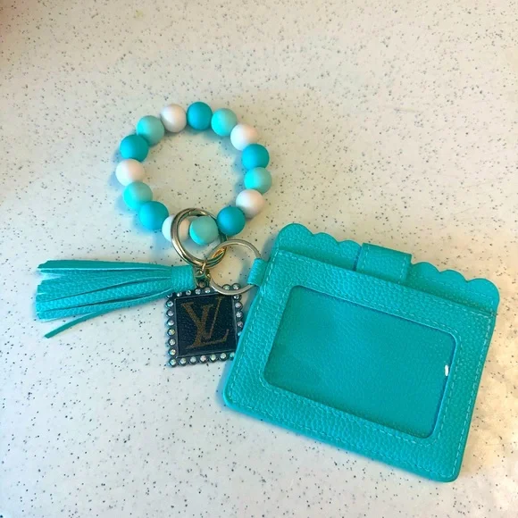 Upcycled LV arm bangle with card holder and key chain - Picture 1 of 2